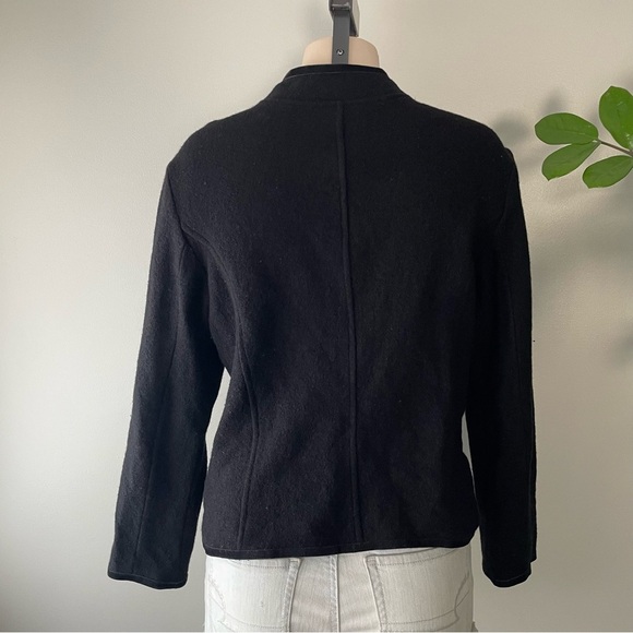 Vintage Talbots 100% Merino Wool Button Down Jacket Short High Collar Black - Picture 2 of 9